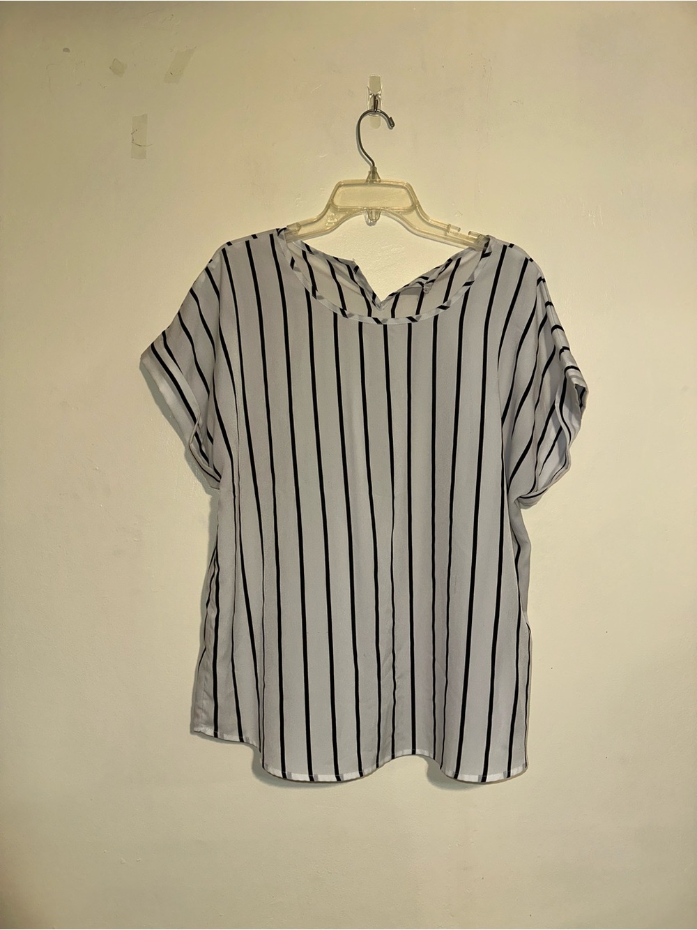 Striped Short-Sleeve V-Neck Women's Top